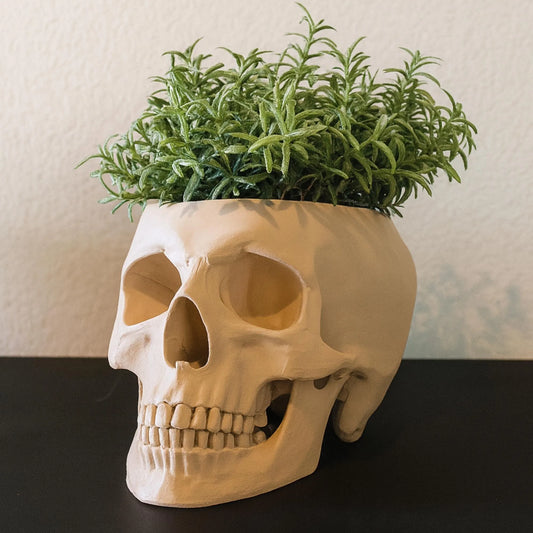 Skull Planter Pot - Plant pot 3D Printed - Human Skull Replica - Halloween decor - Plant Horror Gothic - Succulent Planter - Memento mori