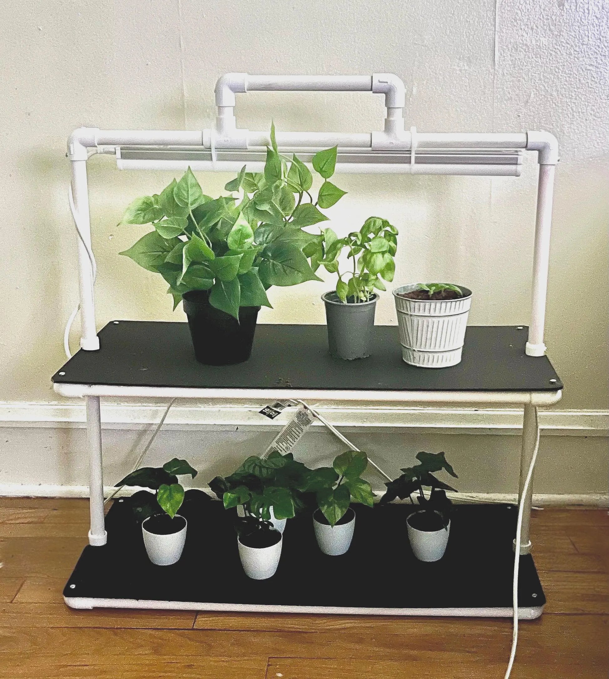 LED Grow Light Plant Stand with two Shelves & Two 10 W Full-Spectrum Light Bars for Seed Starting