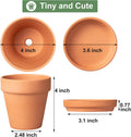 4 Inch Terracotta Pot with Saucer - 6 Pack Small Clay Plant Pots with Drainage Holes, Flower Pots with Tray, Terra Cotta Pots for Indoor Outdoor Plants, Crafts, Wedding Favor