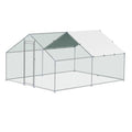 Metal Chicken Coop 9.8x13.1x6.5 ft Walk-in Chicken Run with Cover Spire Roof