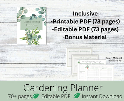 Garden Planner Fillable Printable PDF Garden Journal Garden Calendar Garden Log Gardening Organizer Gardening Binder Editable Gardening Book