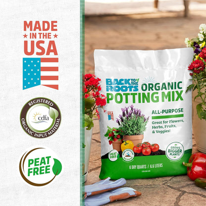 100% Organic Potting Mix (Value 12 Quart) | Premium Blend | Made in The USA
