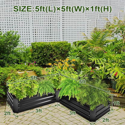 Raised Bed Garden Bed Kit, 5x5x1ft Galvanized Planter Tall Raised Garden Boxes Outdoor, Large Metal Raised Garden Beds for Vegetables, Flowers, Herbs