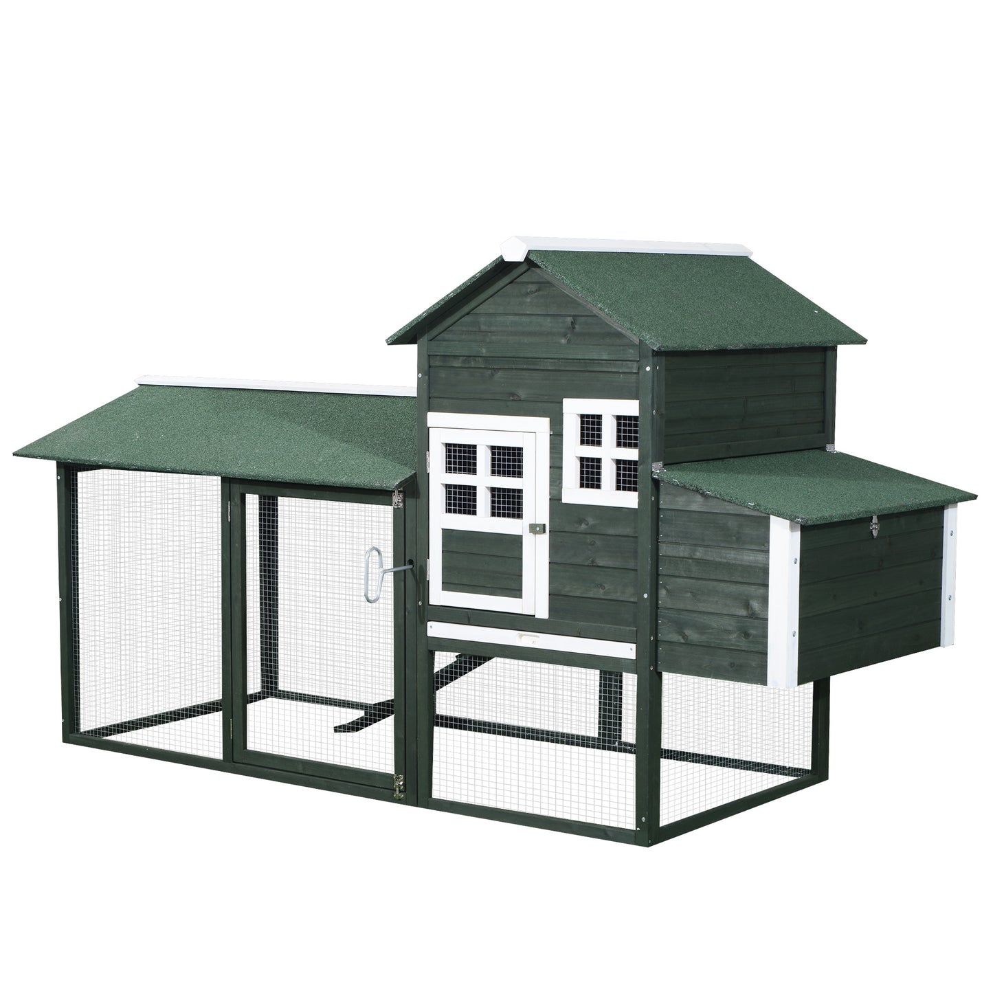 PawHut 84'' Chicken Coop Deluxe Wooden House Hen Backyard Poultry Hutch Run Box