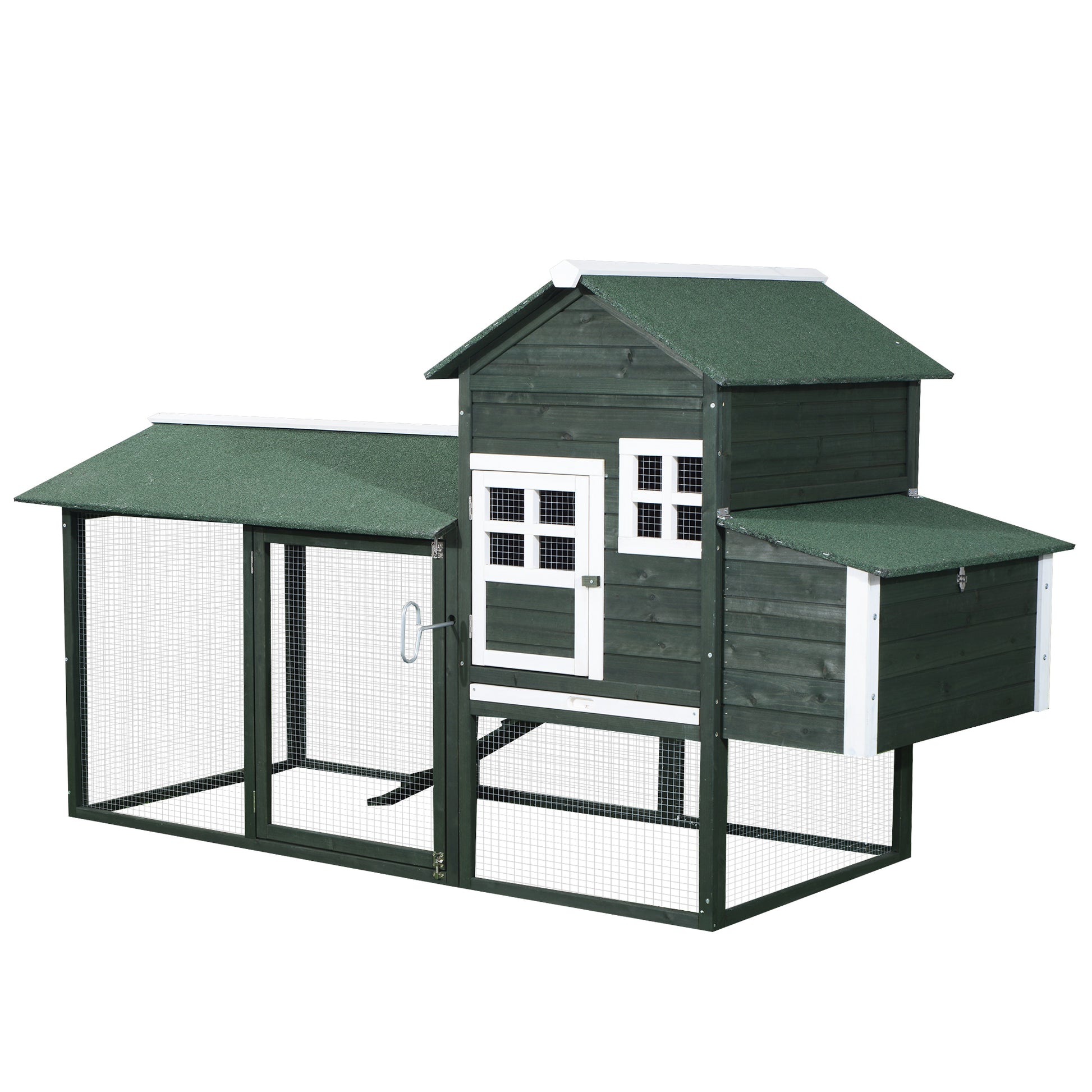 PawHut 84'' Chicken Coop Deluxe Wooden House Hen Backyard Poultry Hutch Run Box