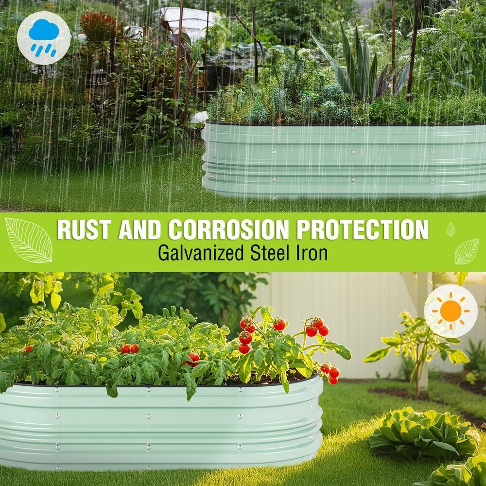 WORKPRO 2PC Metal Planter Box Galvanized Raised Garden Bed Set 4X2X1Ft Patio Kit