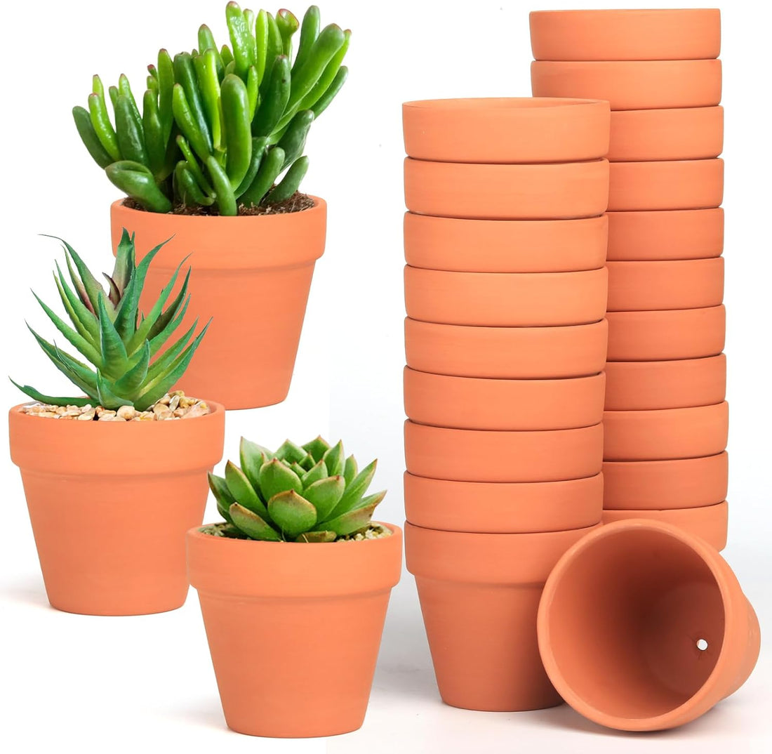 Terra Cotta Pots, 24 Pack 3.15 Inch Mini Clay Pot with Drainage Holes,Cactus Flower Nursery Terracotta Pots for Indoor/Outdoor Succulent Plants, Crafts, Wedding Favor