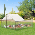Metal Chicken Coop 6.5/13/20 FT Large Walk-in Hen Cage House with Cover Roof NEW