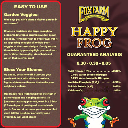 Happy Frog Potting Soil, 2cu ft - for Indoor/Outdoor Container Plants, Improves Root Efficiency, pH Adjusted for Optimal Nutrient Uptake - Contains Mycorrhizae and Humic Acids