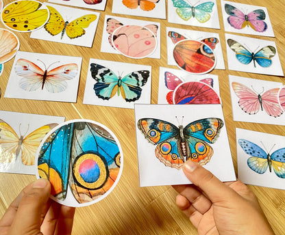 Butterfly Pattern Matching Cards, Montessori Materials, Preschool Printable, Homeschool Learning, Kindergarten Activity