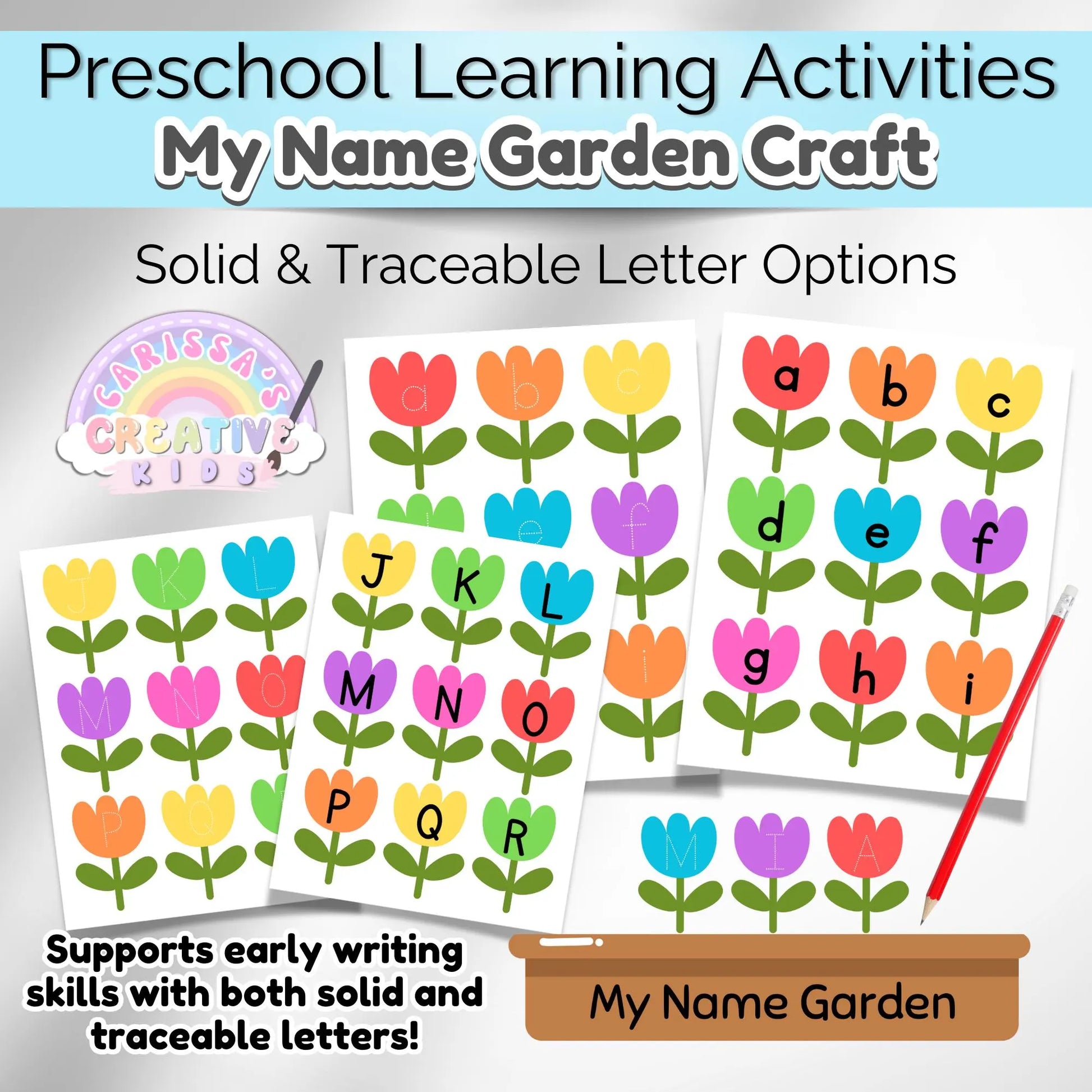 Spring Preschool Name Tracing Activity | Craft Kit For Kids | Homeschool Worksheet Printable | Toddler Busy Book | Sunday School Craft Idea