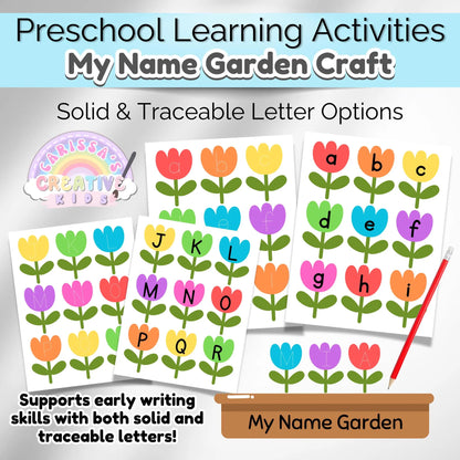 Spring Preschool Name Tracing Activity | Craft Kit For Kids | Homeschool Worksheet Printable | Toddler Busy Book | Sunday School Craft Idea
