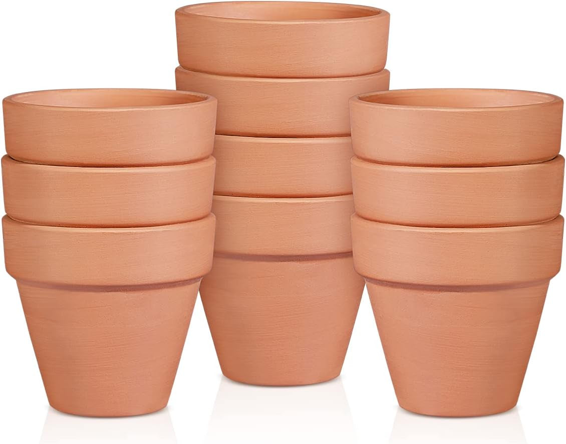 Clay Pot - 10 Pack Large Terra Cotta Plant Pot with Drainage Hole, Clay Planters Pot, Terracotta Pot for Indoor Outdoor Plant (5.5 inch)