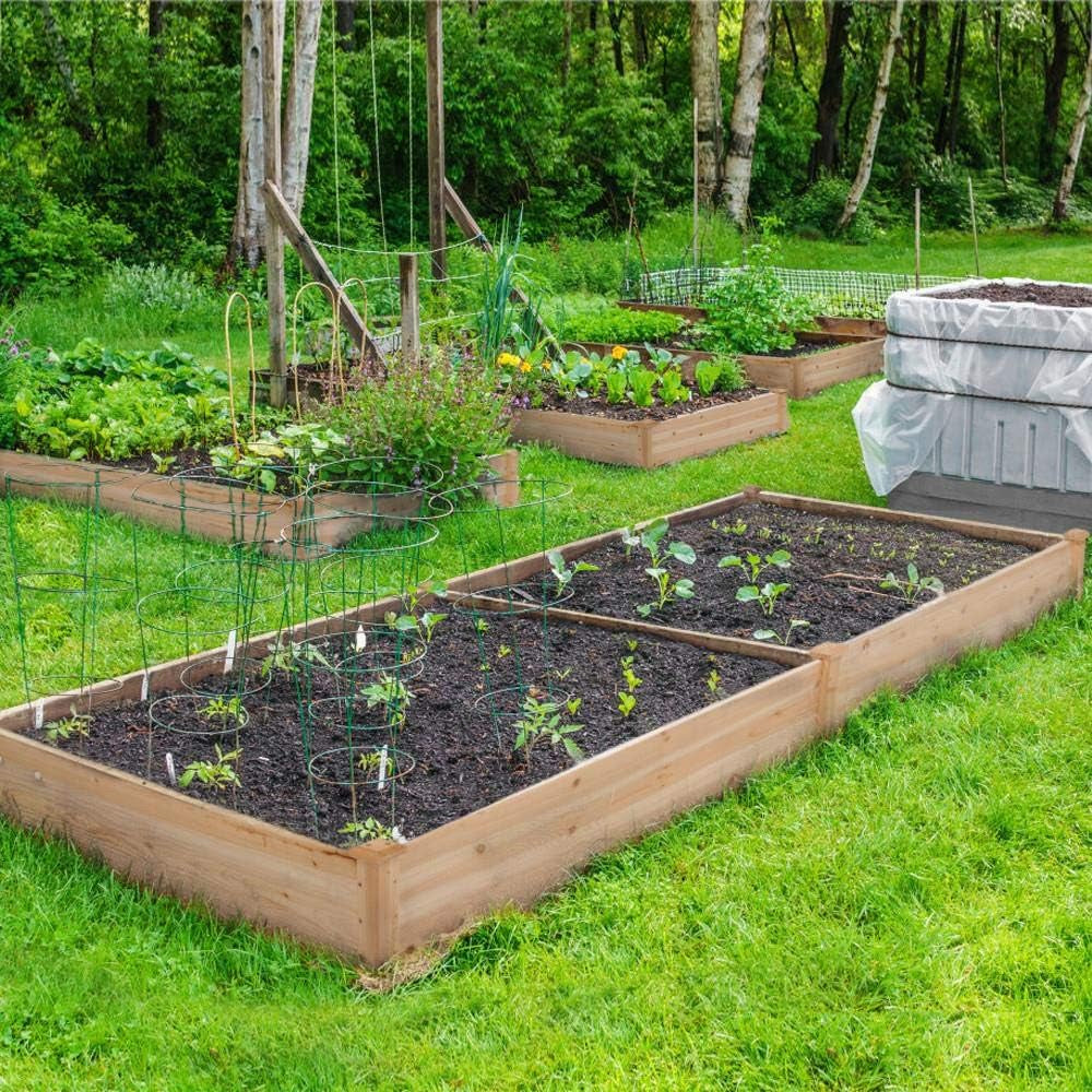 8×4ft Wooden Horticulture Raised Garden Bed Divisible Elevated Planting Planter Box for Flowers/Vegetables/Herbs in Backyard/Patio Outdoor, Natural Wood, 93 x 48 x 10in