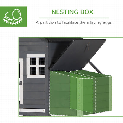 PawHut 84'' Chicken Coop Deluxe Wooden House Hen Backyard Poultry Hutch Run Box
