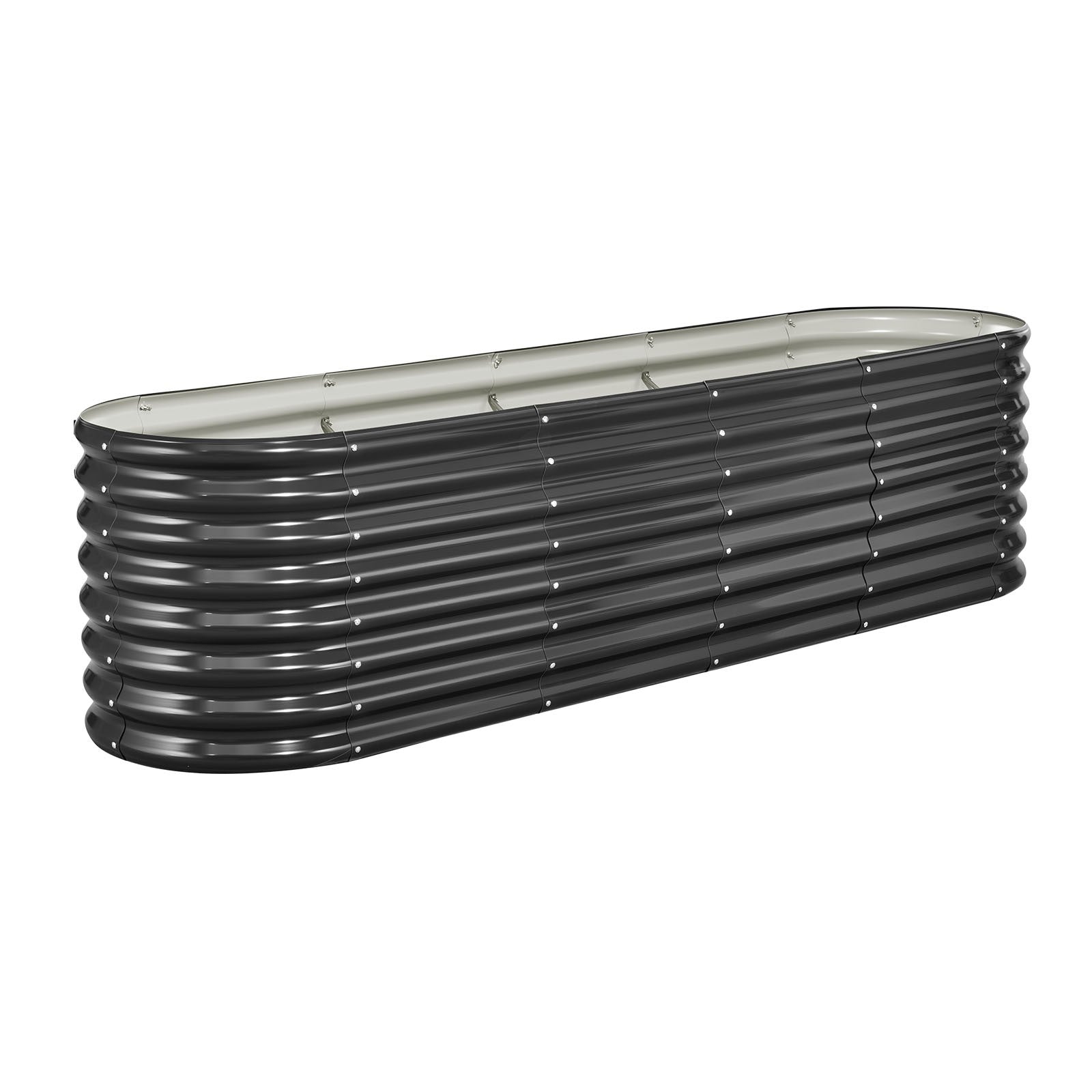 Uimoso Metal Raised Garden Bed Galvanized Planter Box 8x2x2 ft Dark Gray Outdoor
