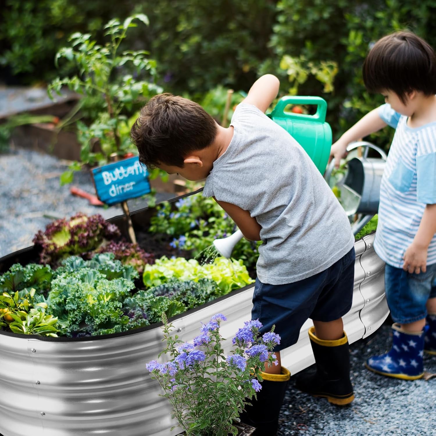 Raised Garden Bed,Galvanized Raised 2 Pcs 4×2×1ft Planter Boxes Outdoor with Easy Assembly, Large Garden Bed for Vegetables, Fruits, Flower