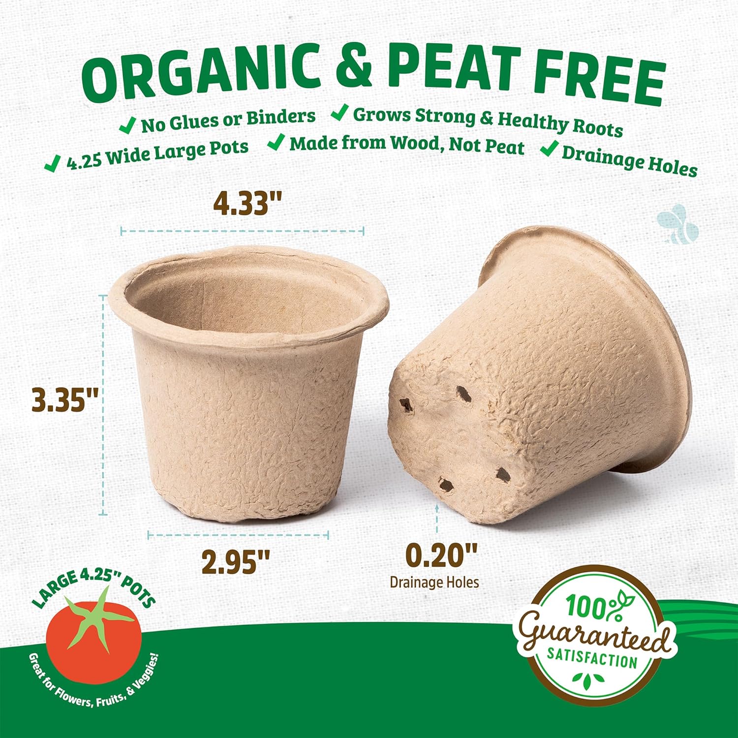 Organic & PLANTABLE 4.25" Wide Seed Starting POTS (8 CT)