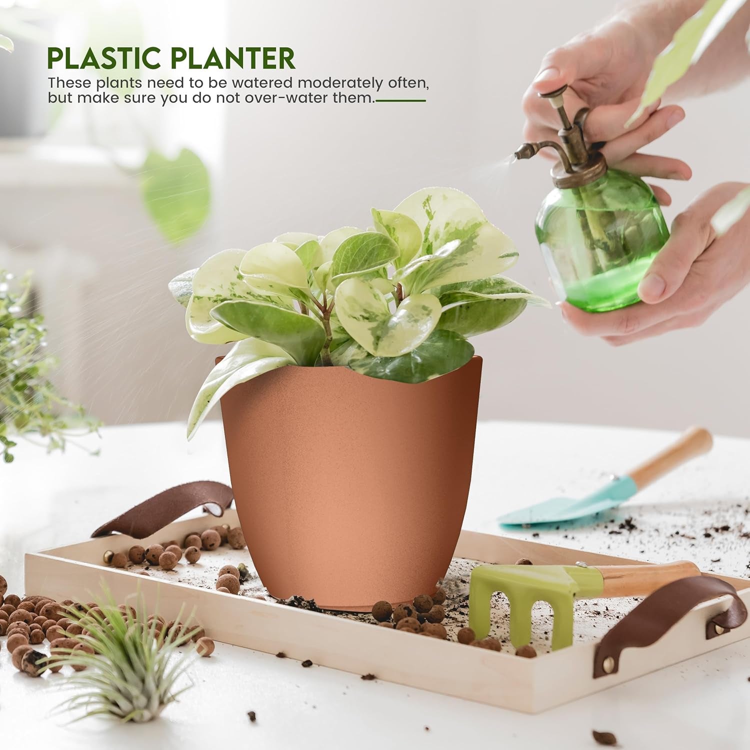 - Plastic Terracotta Pots with Drainage - 7/6.6/6/5.3/4.8 Inches Flower Pots for Indoor Planter - Pack of 5 Plastic Planters, Cactus, Succulents Pot
