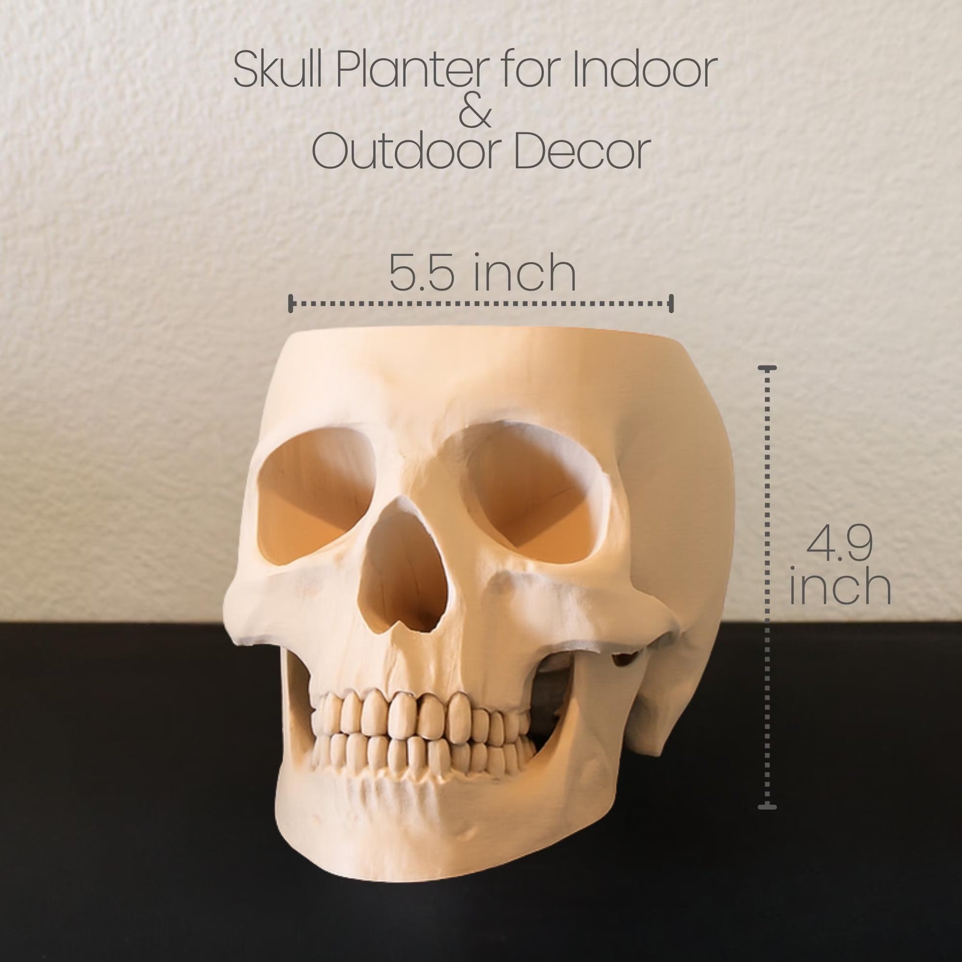 Skull Planter Pot - Plant pot 3D Printed - Human Skull Replica - Halloween decor - Plant Horror Gothic - Succulent Planter - Memento mori