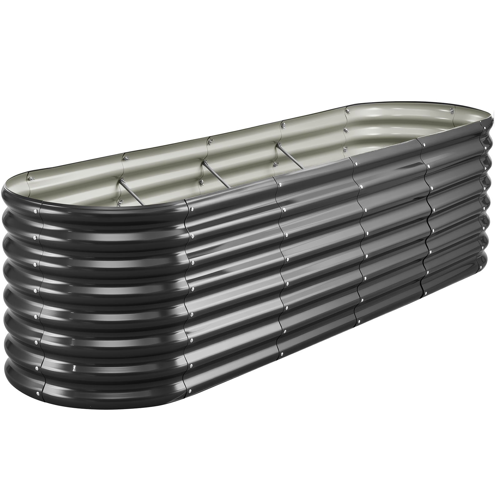 Uimoso Metal Raised Garden Bed Galvanized Planter Box 8x2x2 ft Dark Gray Outdoor