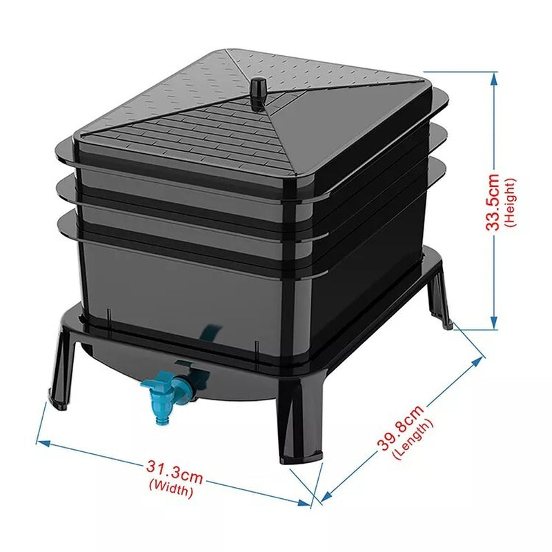 3 tray worm bin. Mess free, easy to use, recycle food waist. Indoor/outdoor
