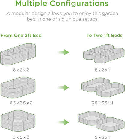 8x2x2ft Metal Raised Garden Bed, Oval Outdoor Deep Root Planter Box for Vegetables, Herbs w/ 4 Support Bars, 215 Gal Capacity - Charcoal