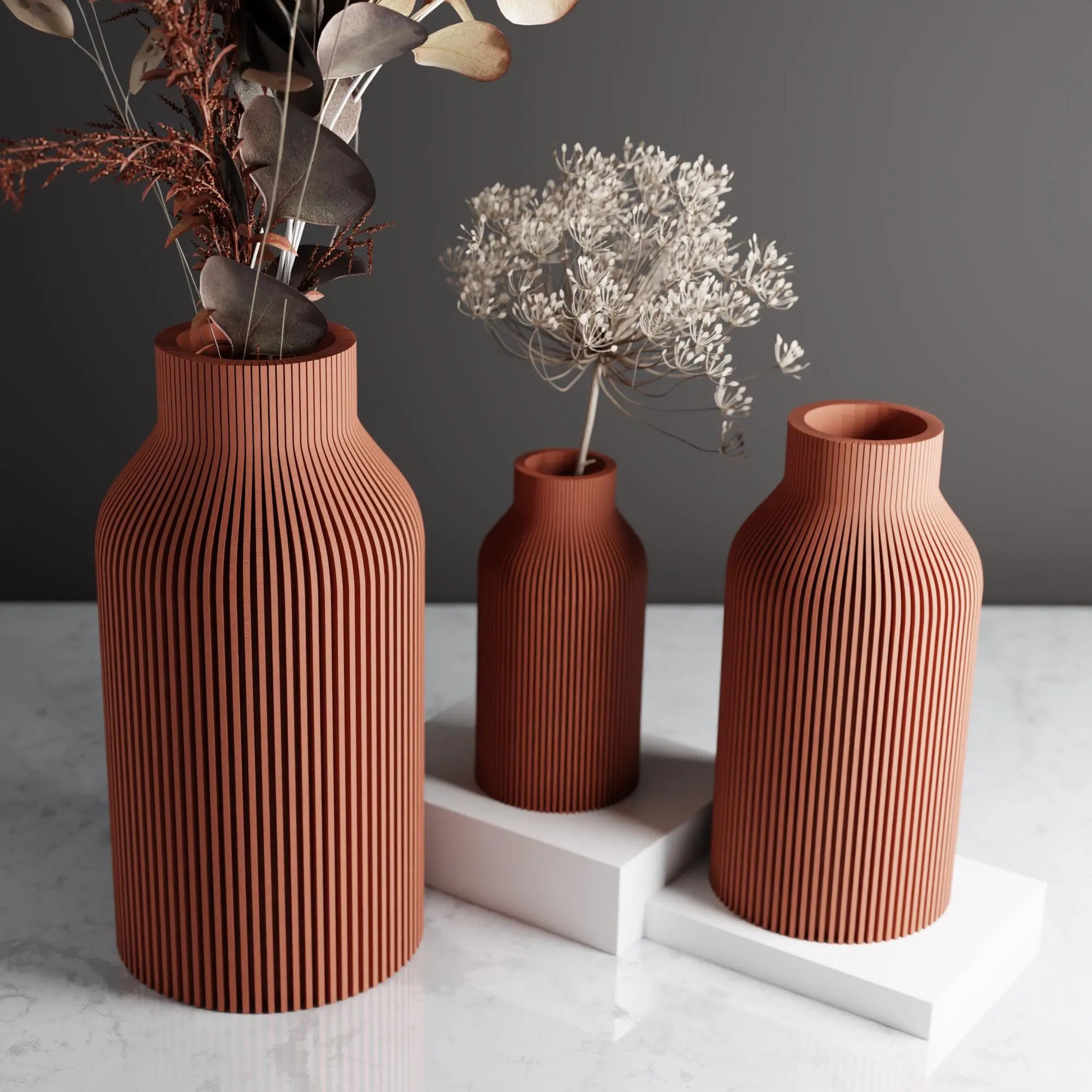 TERRACOTTA Vase "BOTTLE" - Sleek Design - Original and Striking Decor - Perfect for Gifting | Textured