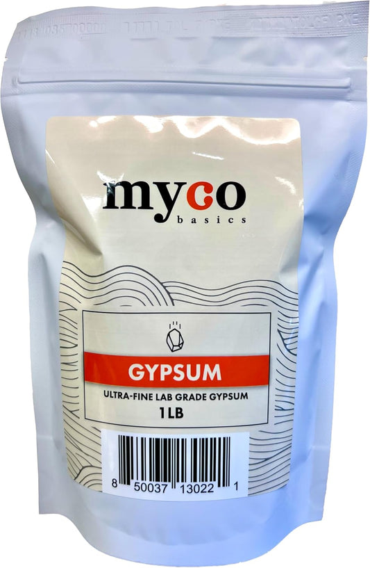 Ultra-Fine Lab Grade Gypsum for Mushroom Substrates, Brewing, Tofu - No Additives, 97% Calcium Sulfate 22.5% Calcium (Ca) 18% Sulfur (S) - Packaged in HEPA Enclosure