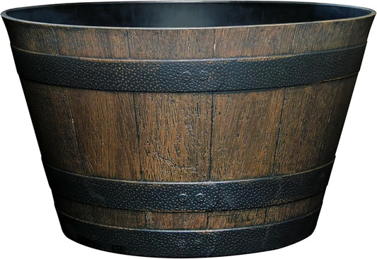 Whiskey Barrel Planter, 20.5", Walnut Brown