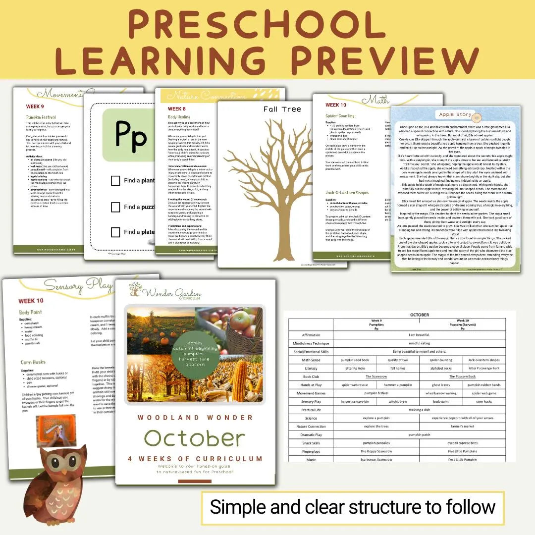 October Preschool Curriculum for Homeschoolers: Secular, Whole-child focus, Hands-on