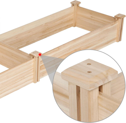 8×2ft Wooden Horticulture Raised Garden Bed Divisible Elevated Planting Planter Box for Flowers/Vegetables/Herbs in Backyard/Patio Outdoor, Natural Wood, 95 x 25 x 11in