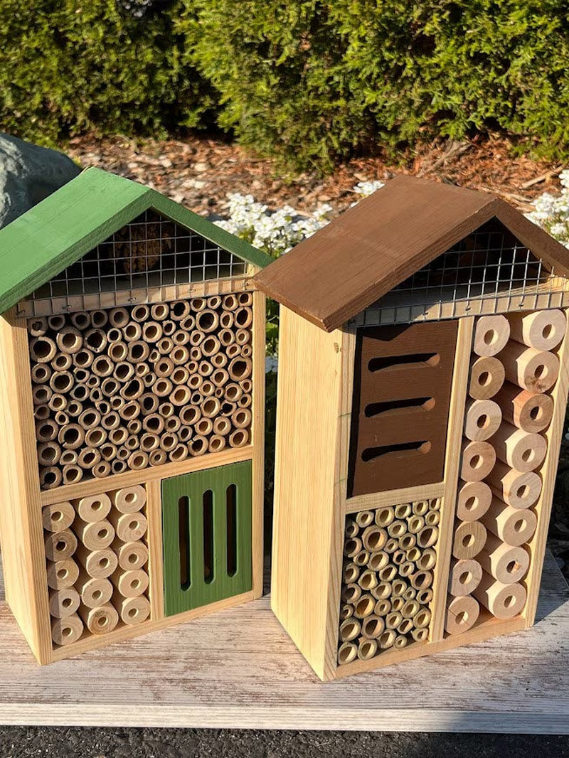 Sunny Pollinator Hotel: Native Bee House, Organic Gardening Gift
