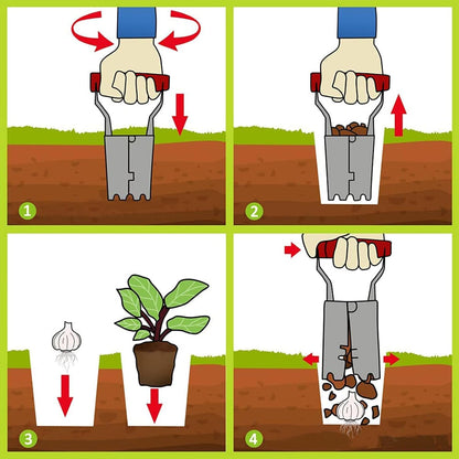 Bulb Planter with Depth Markers - Automatic Soil Releasing Seed Bulb Transplanter for Planting/Digging Tulips, Daffodils, Dahlias and More