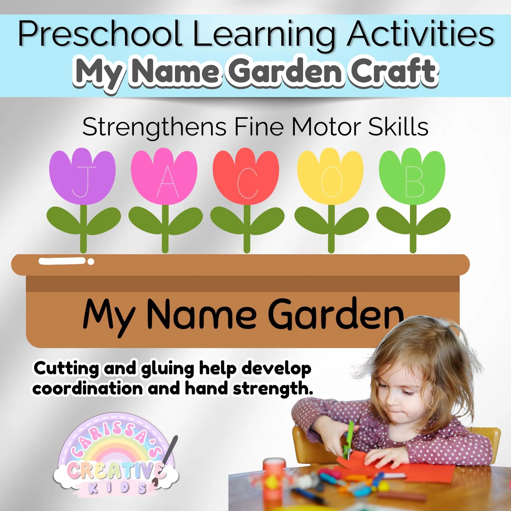 Spring Preschool Name Tracing Activity | Craft Kit For Kids | Homeschool Worksheet Printable | Toddler Busy Book | Sunday School Craft Idea