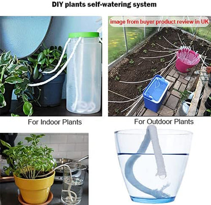 50ft 1/4 inch Plants Self Watering Capillary Wick Rope Cord DIY Vacation Potted Flower Sitter Hydroponic Wicking Planter Pot Garden Seeds Starting Seedling Automatic Waterer System Device Line