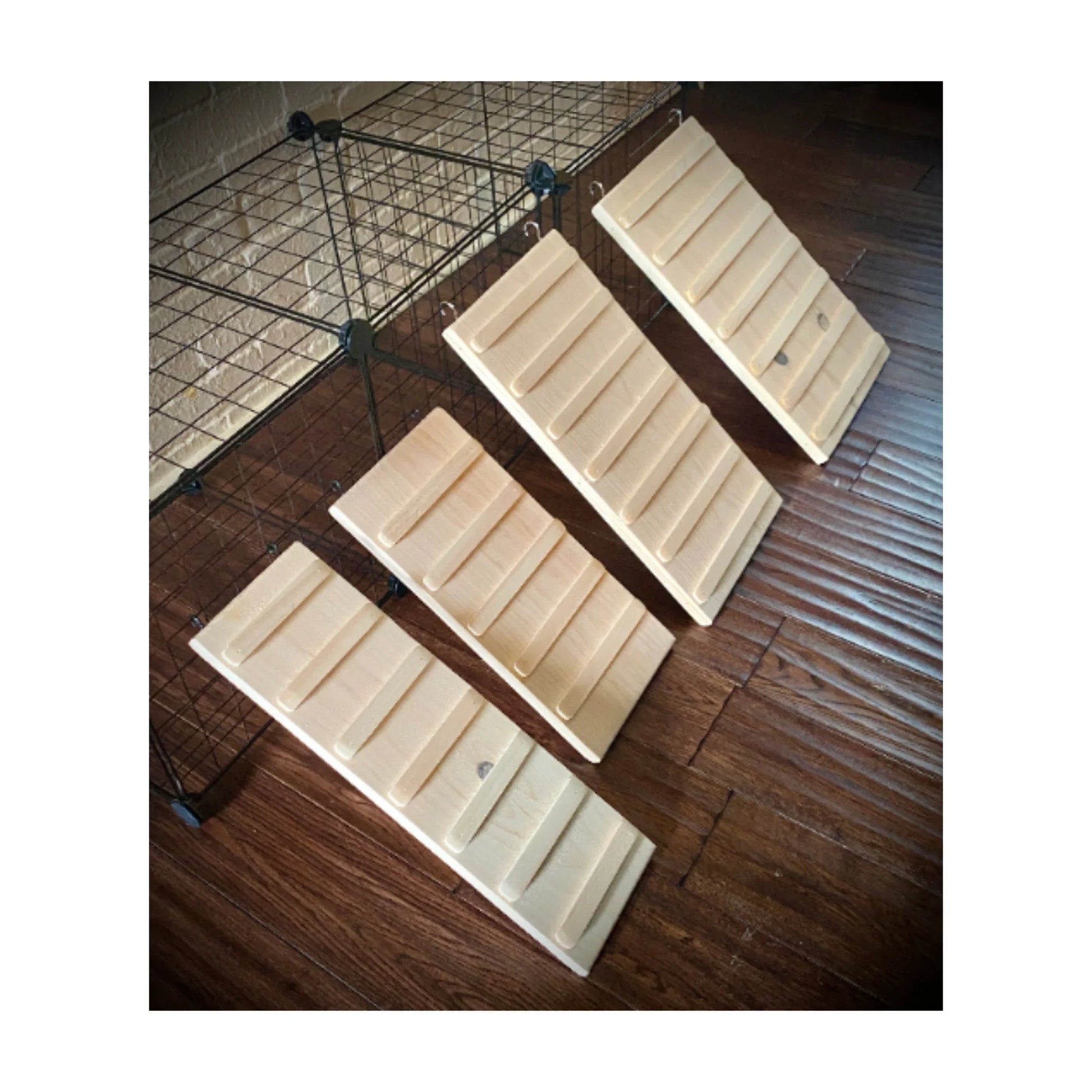 Handcrafted Indoor Pet Ramp, Kiln-Dried Pine, Cage Attachment