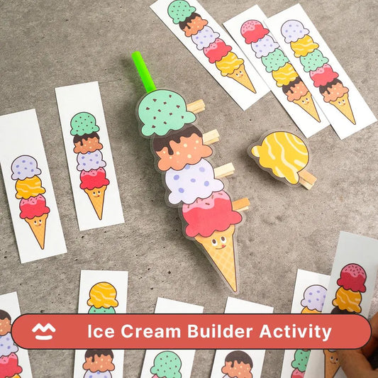 Ice Cream Builder Activity – Printable PDF | Preschool & Pre-K | Fine Motor Skills | Montessori | Matching Game