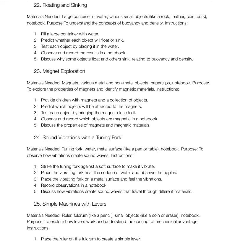 50 Montessori Science Experiments for Kindergarten Students