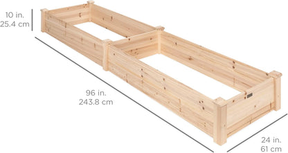 8x2ft Outdoor Wooden Raised Garden Bed Planter for Vegetables, Grass, Lawn, Yard - Natural