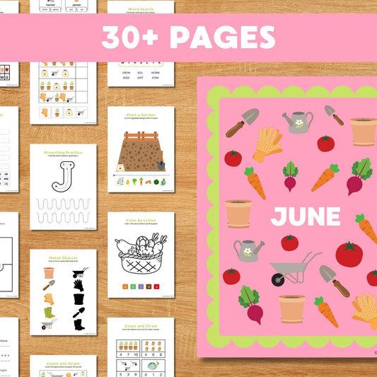 June Study Unit Homeschool Morning Menu Printable Lessons Summer Study Unit Preschool Garden Unit Study for Kids Workbook