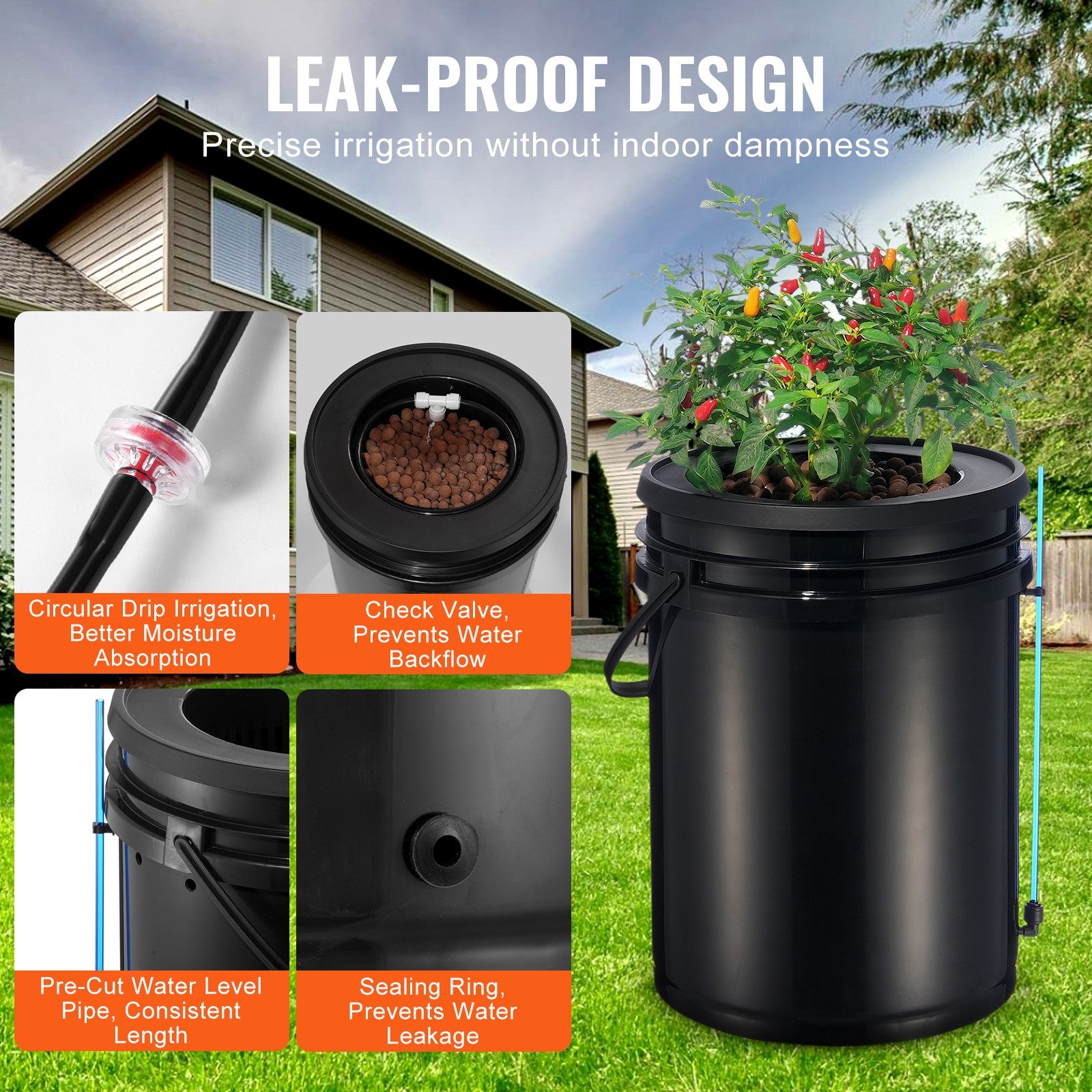 DWC Hydroponics Grow System Deep Water Culture with Top Drip 1 Bucket 5Gal