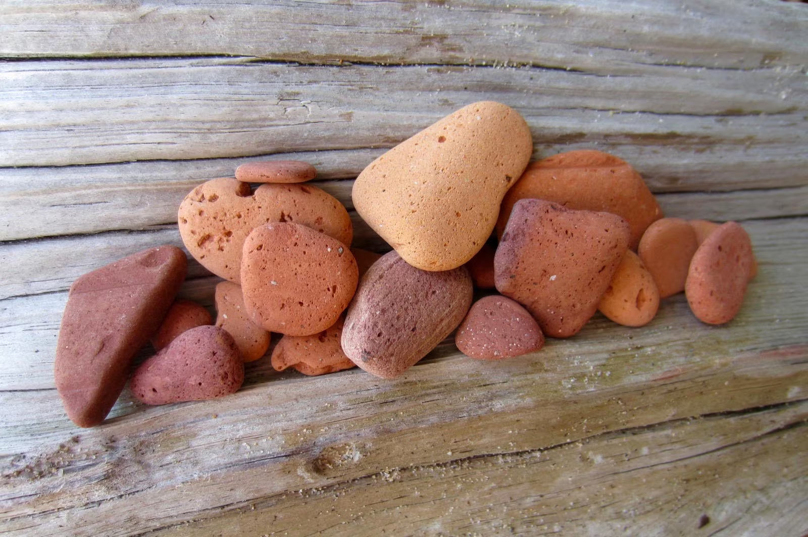 Terracotta Sea Pottery - 15 Pieces Vintage Beach Brick from Maine - Vintage Clay Pottery - Genuine Maine Sea Bricks