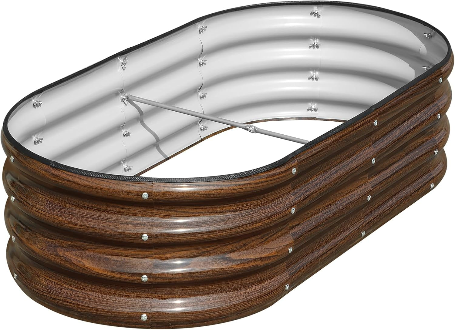 Galvanized Raised Garden Bed, 4x2x1ft Oval Metal Planter Box for Planting Outdoor Plants Vegetables