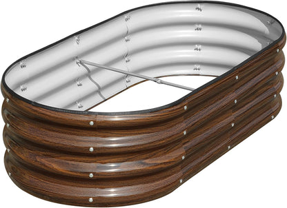 Galvanized Raised Garden Bed, 4x2x1ft Oval Metal Planter Box for Planting Outdoor Plants Vegetables