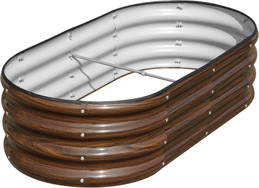 Galvanized Raised Garden Bed, 4x2x1ft Oval Metal Planter Box for Planting Outdoor Plants Vegetables