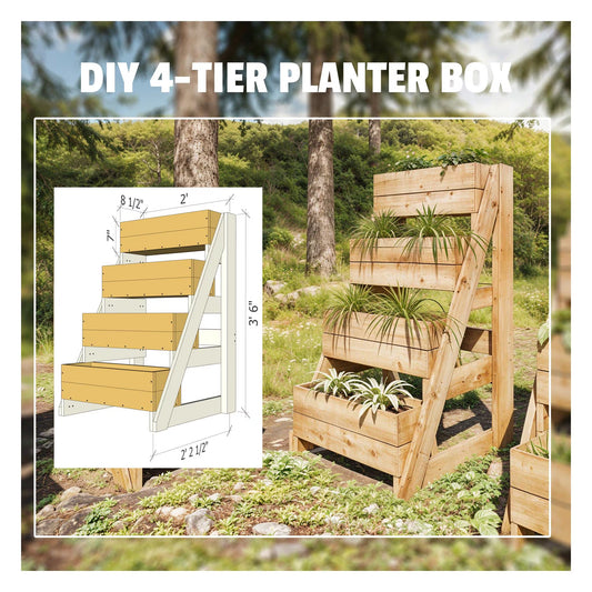 DIY 4-Tier Garden Planter Box Plans: Vertical Raised Bed (PDF)