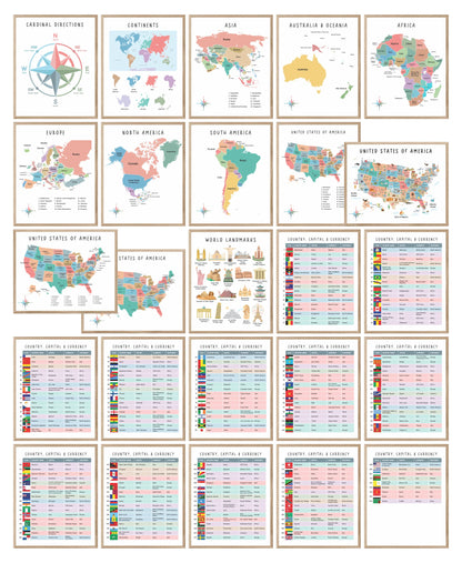 Set of 225 Educational Posters, Neutral Montessori Classroom Decor, Playroom, Homeschool Learning Prints, Homeschool Printable Toddler