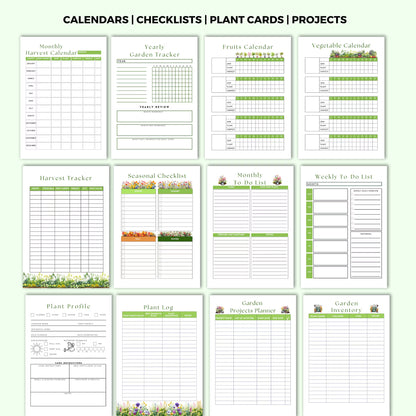 Printable Garden Planner |Garden Organizer | Square Foot Garden Planner | Plants Records | Gardening Checklist | Inventory | Plant Planner