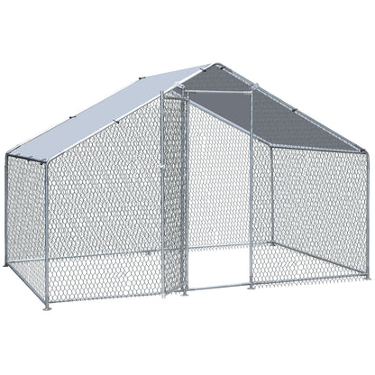 10x6FT Metal Chicken Coop Walk-in Poultry Cage Chicken Runs with Roof Cover Yard